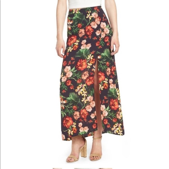 Lush Dresses & Skirts - Lush Hawaiian floral side slit skirt